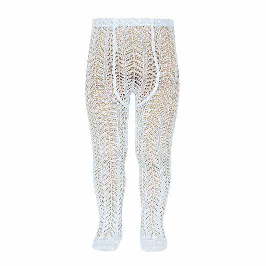 Calzamaglia in cotone perle traforata CELESTE