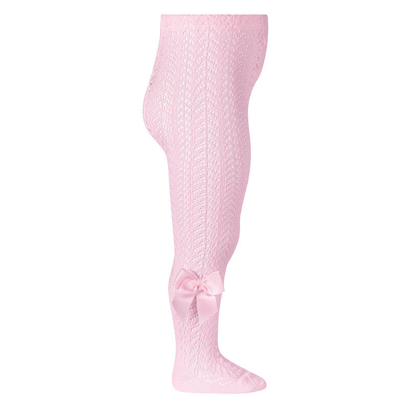 Calzamaglia perle traforata con fiocco grosgrain ROSA