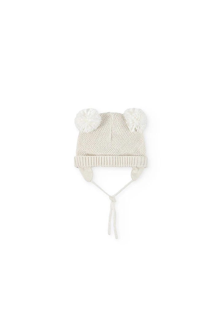 Cappello bianco con pompon