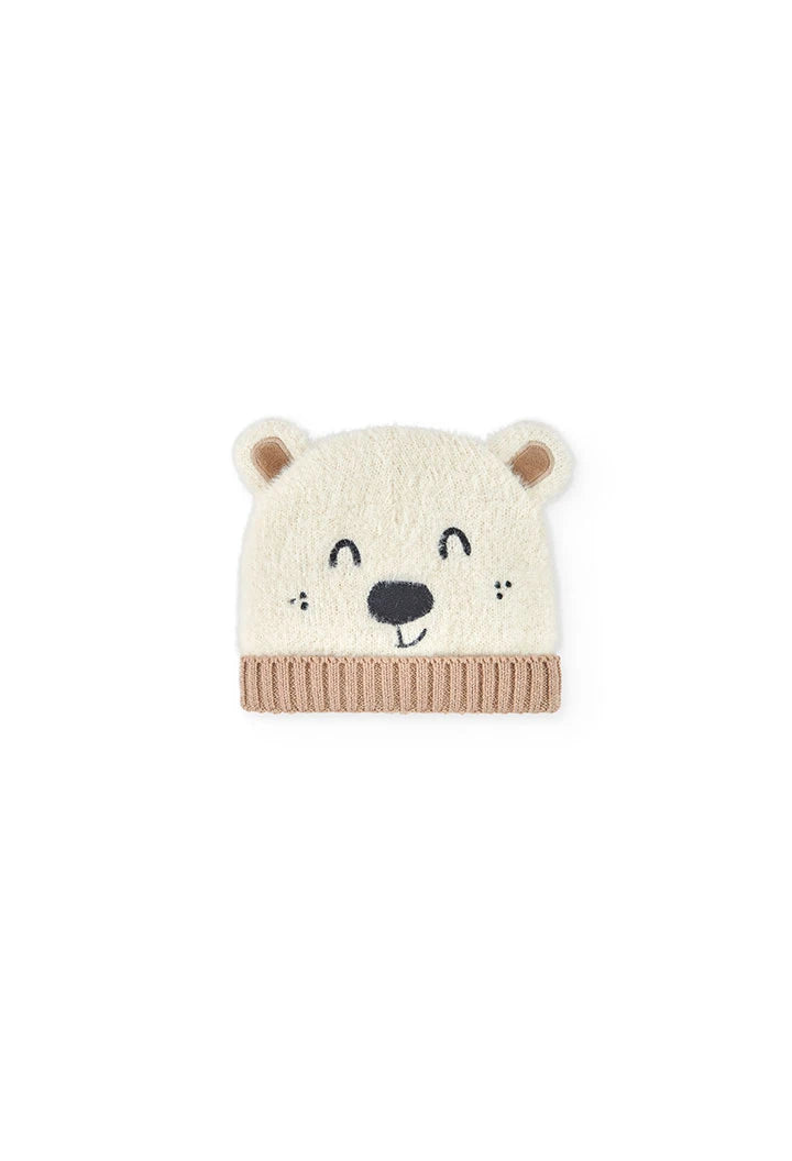 Cappello bianco con stampa di orso
