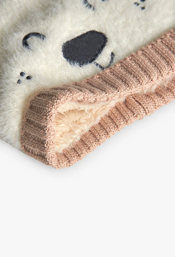 Cappello bianco con stampa di orso