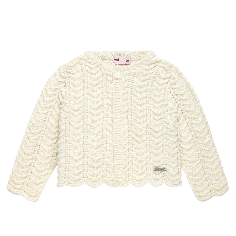 Cardigan traforato zigzag LATTE