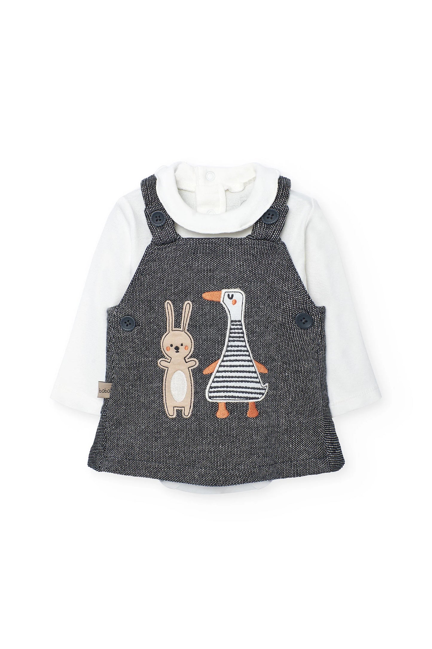 Completo neonata in maglia grigia animali