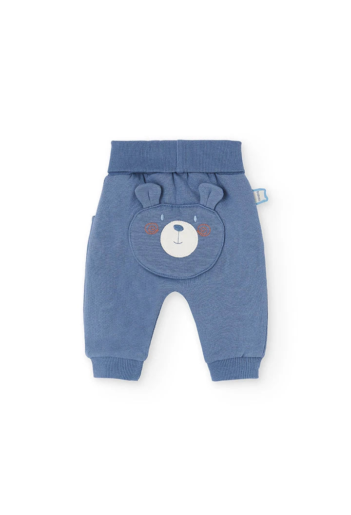 Completo neonato in maglia animali blu
