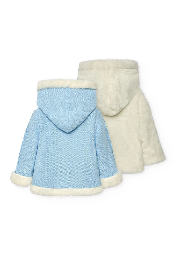 Cappottino neonato reversibile celeste bianco