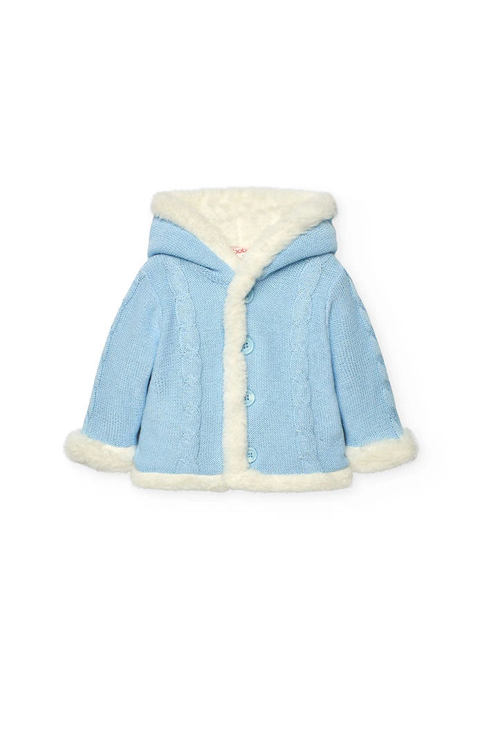 Cappottino neonato reversibile celeste bianco