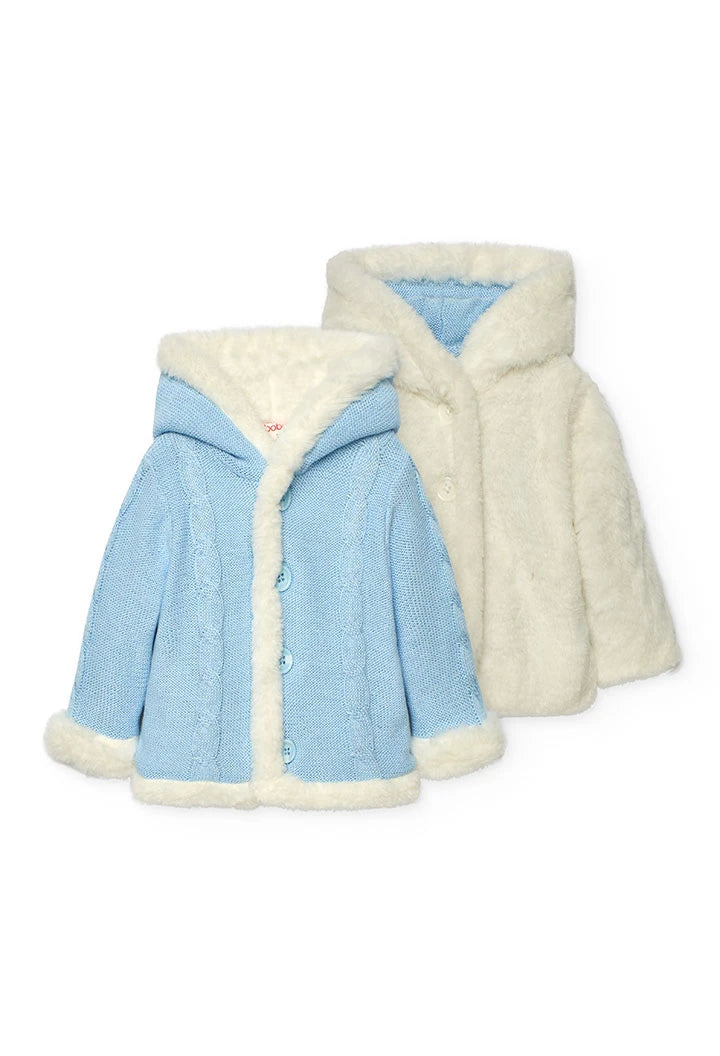 Cappottino neonato reversibile celeste bianco