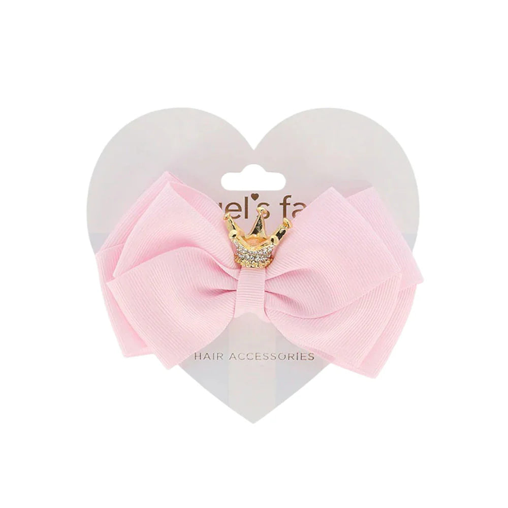Fermaglio con fiocco e corona Icy Pink