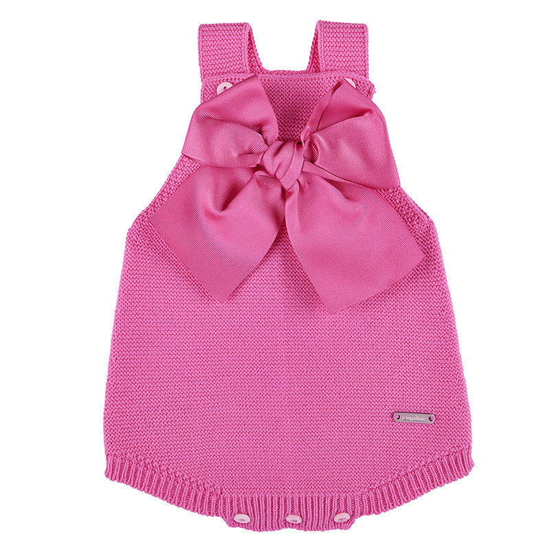 Pagliaccetto a punto legaccio con fiocco grande Con Body Cuore FUCSIA CONDOR