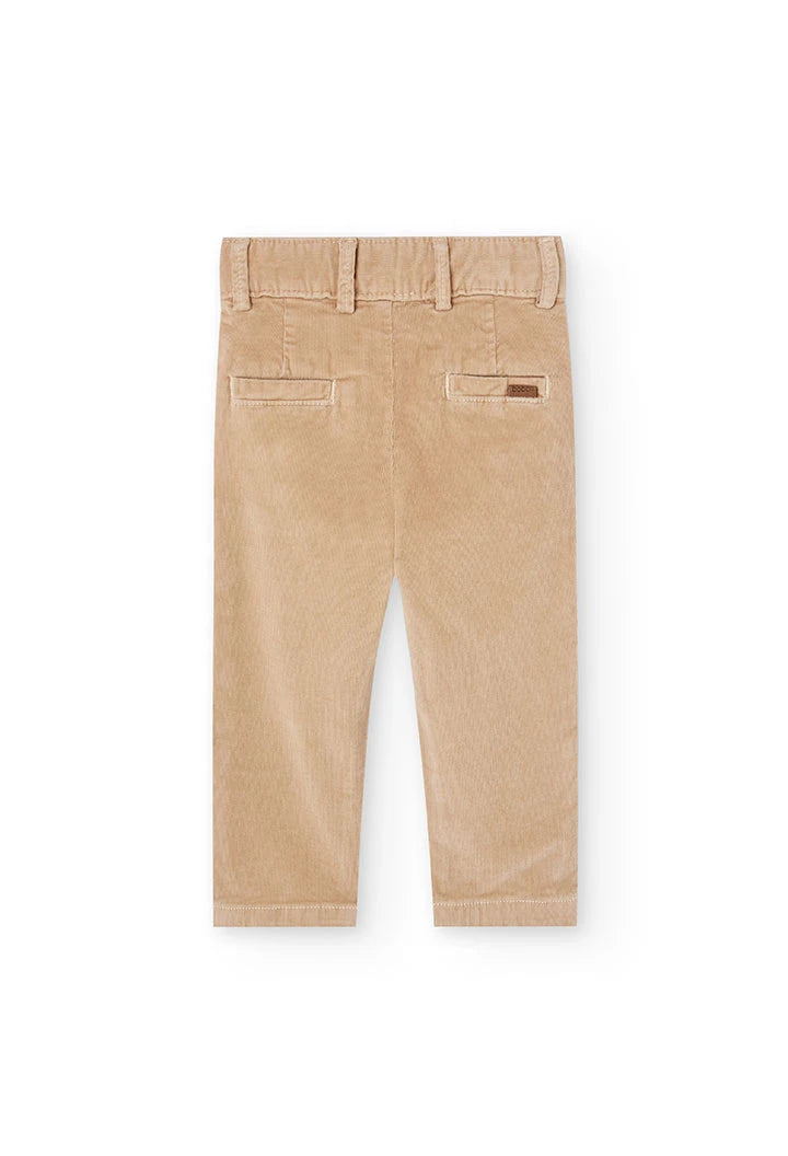 Pantaloni bambino microvelluto beige