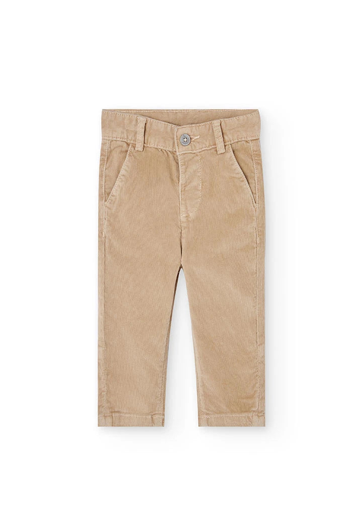 Pantaloni bambino microvelluto beige