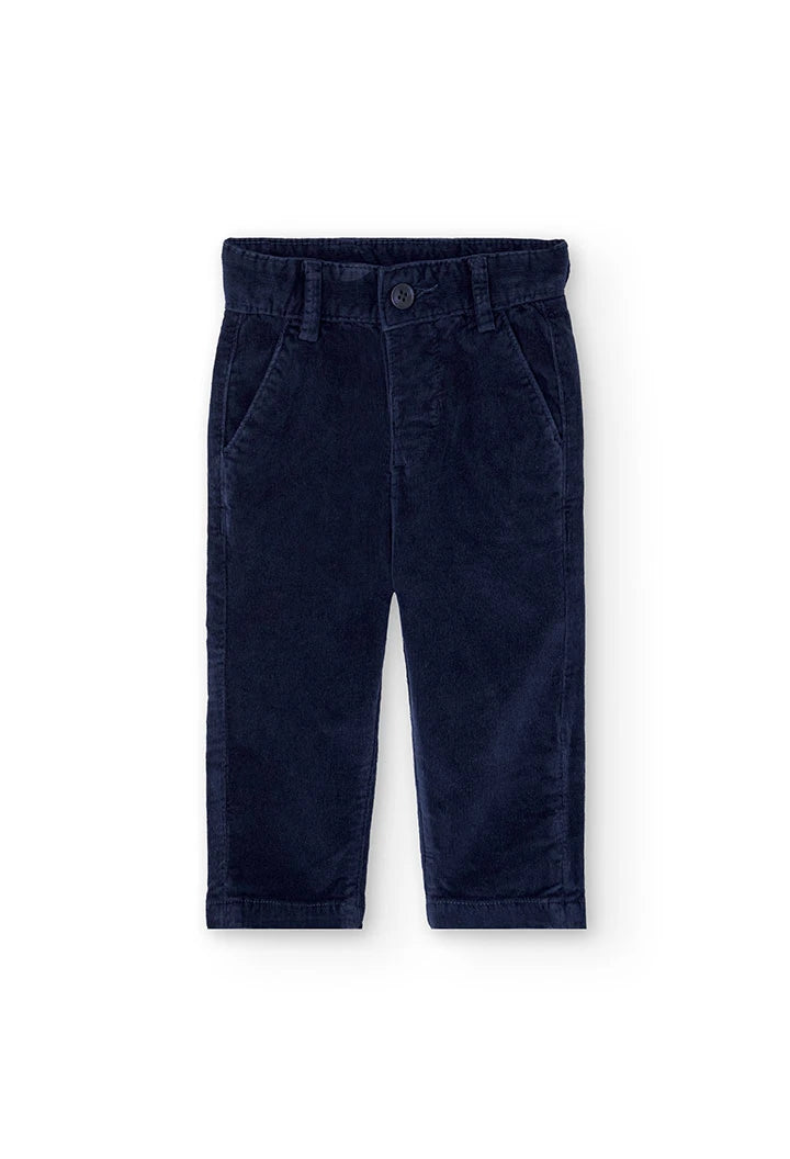Pantaloni bambino microvelluto blu scuro