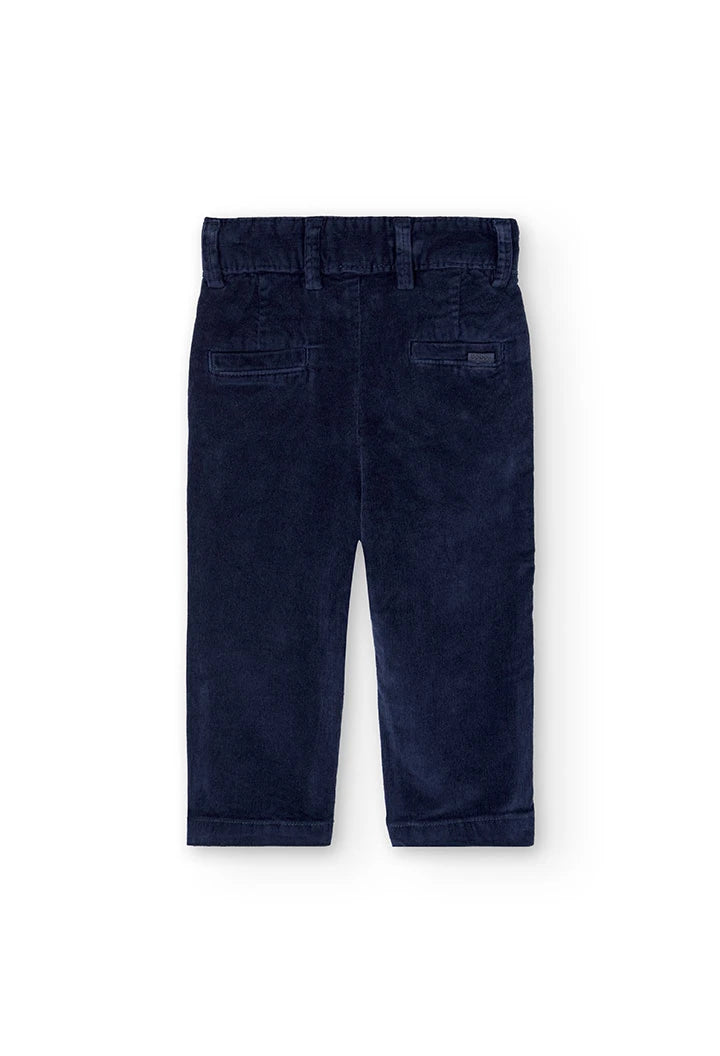 Pantaloni bambino microvelluto blu scuro