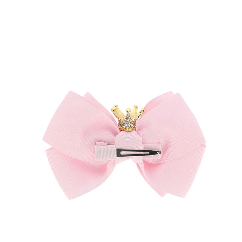 Fermaglio con fiocco e corona Icy Pink