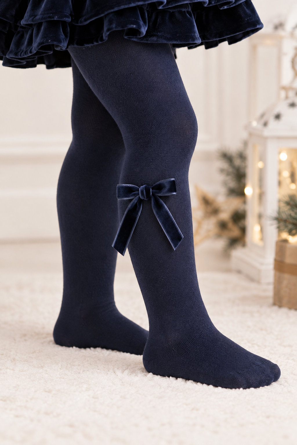 Collant Blu Royal con Fiocco in Velluto 2171C/66
