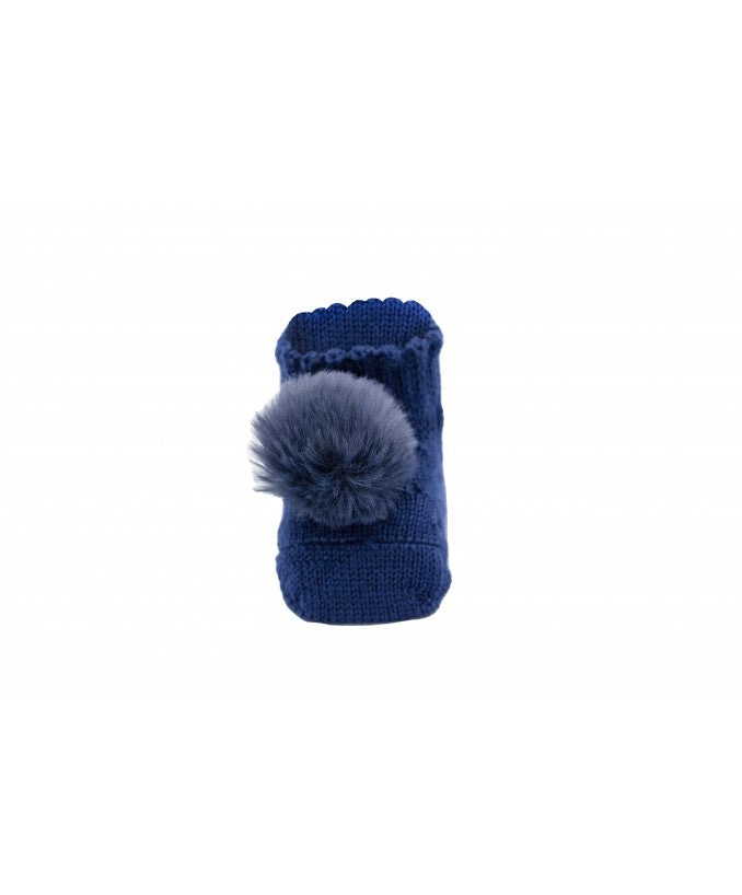 Babbucce Lana Con Motivo Traforato Con Pompon
