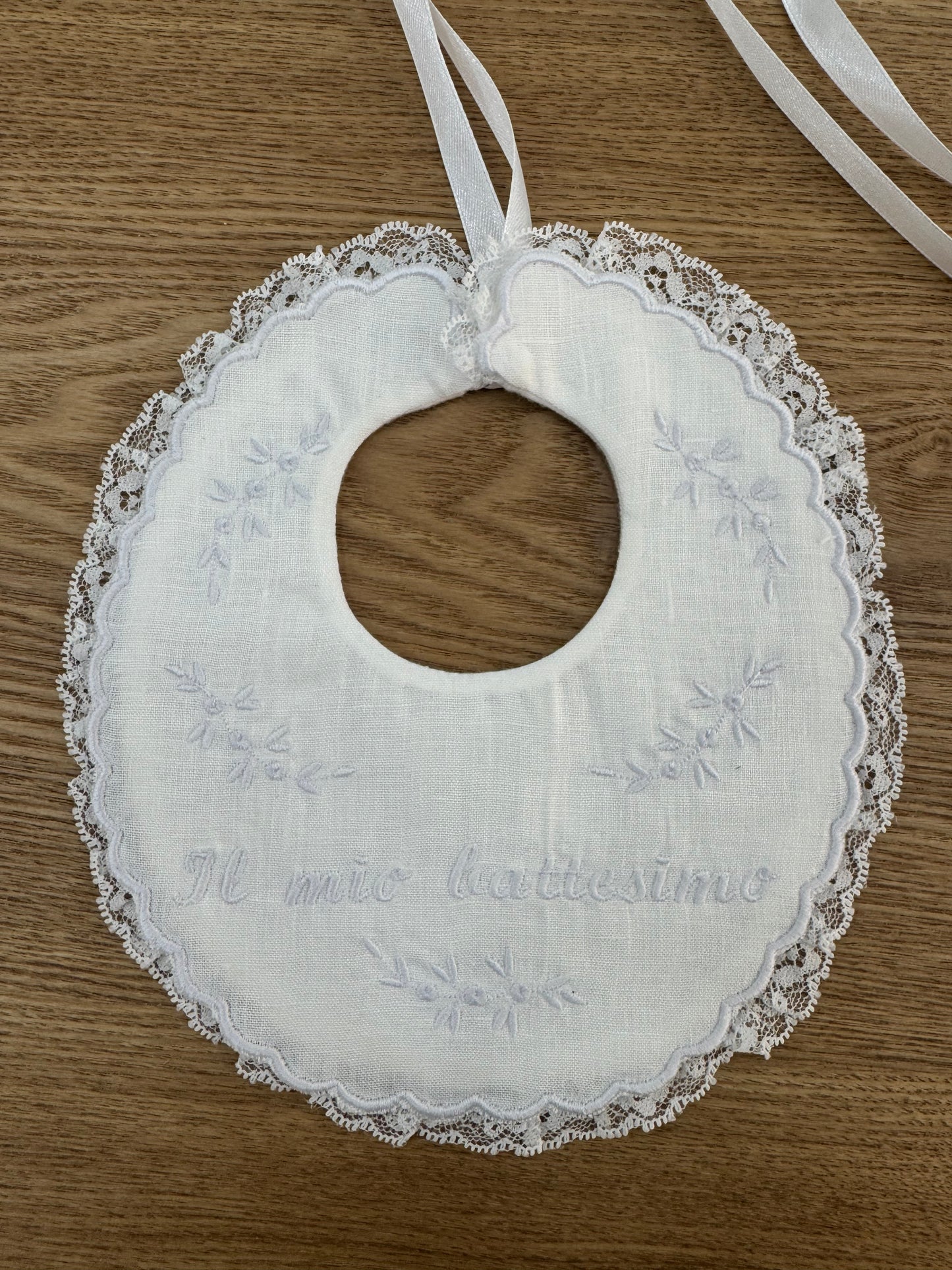 Bavetta battesimale unisex lino