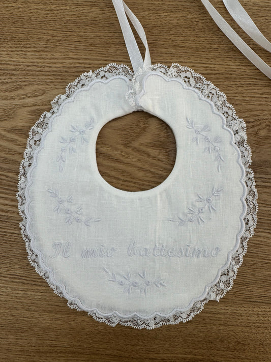 Bavetta battesimale unisex lino