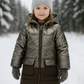 Parka bambina tessuto tecnico marrone