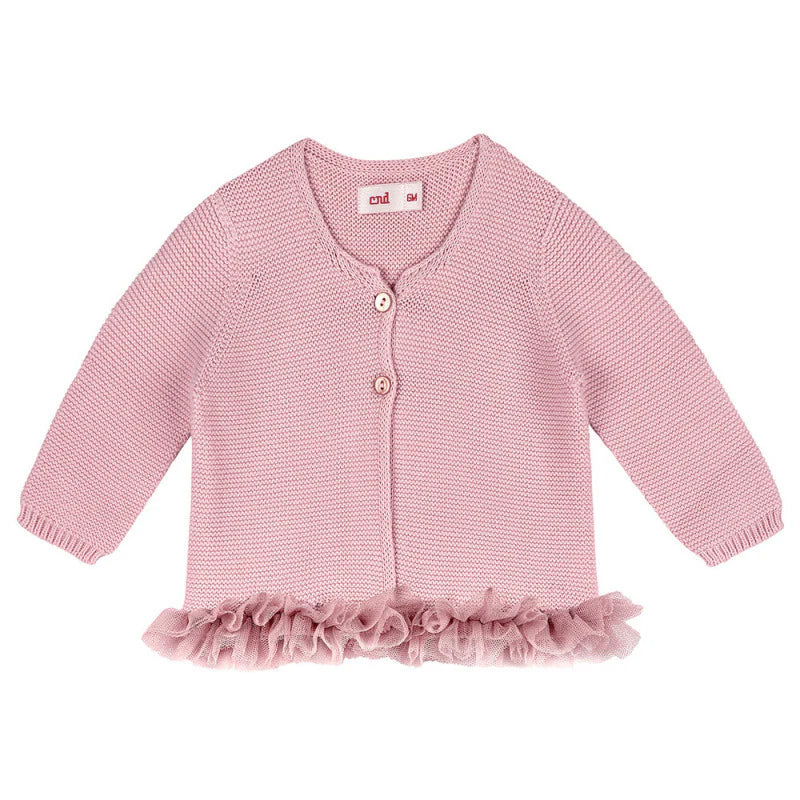 Cardigan Punto Legaccio con Tulle ROSA PALLIDO