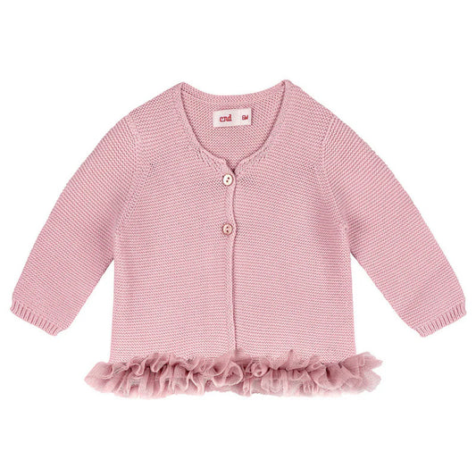 Cardigan Punto Legaccio con Tulle ROSA PALLIDO