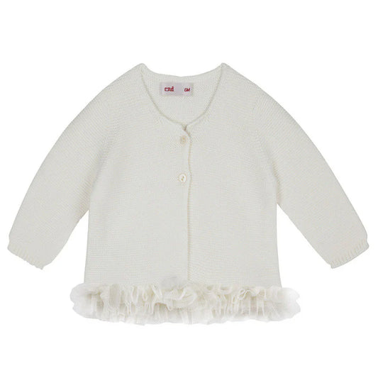 Cardigan Punto Legaccio con Tulle PANNA