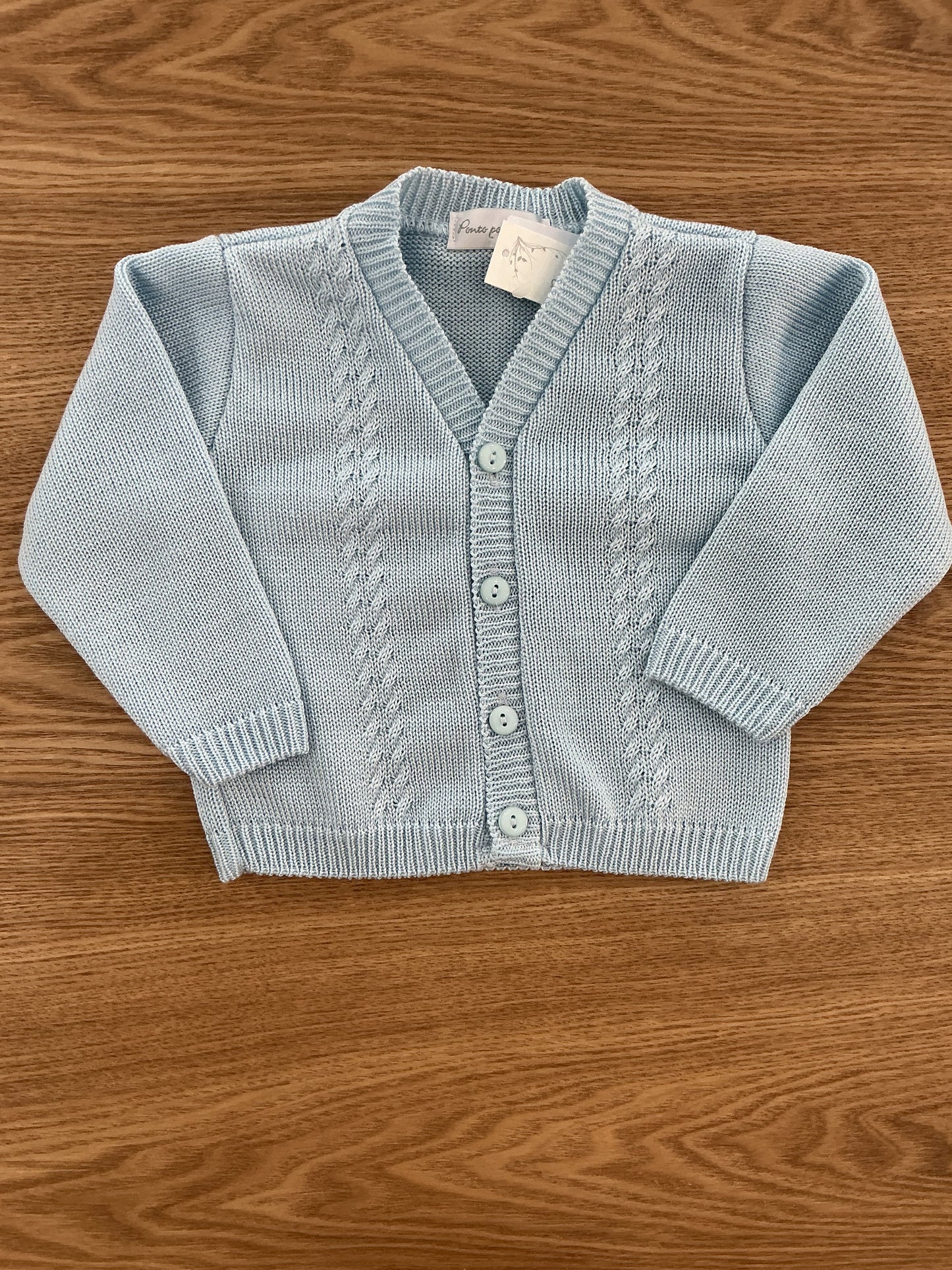 Cardigan filo ponto celeste