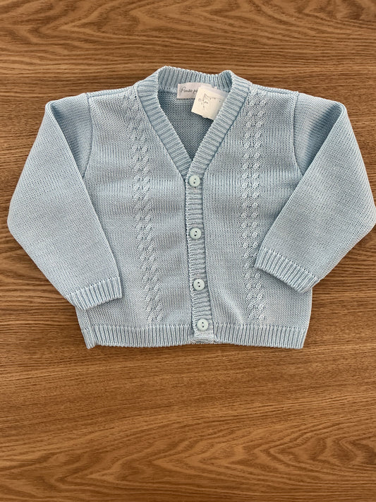 Cardigan filo ponto celeste