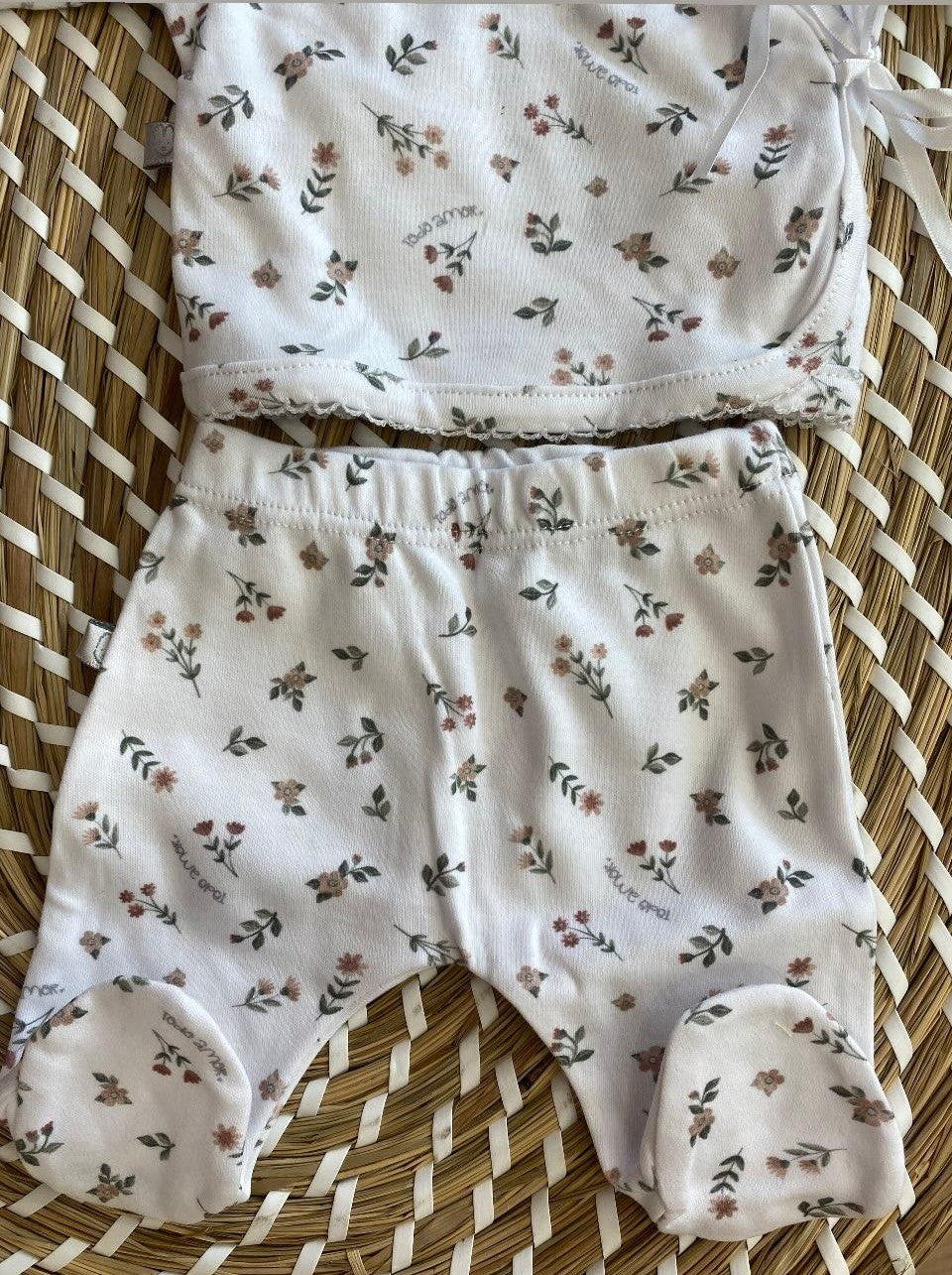 Completo Clinico PREMATURI Fiori 3 pezzi Cotone TODO AMOR