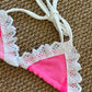 Costume bikini più pareo big buble Fucsia