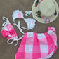 Costume bikini più pareo big buble Fucsia