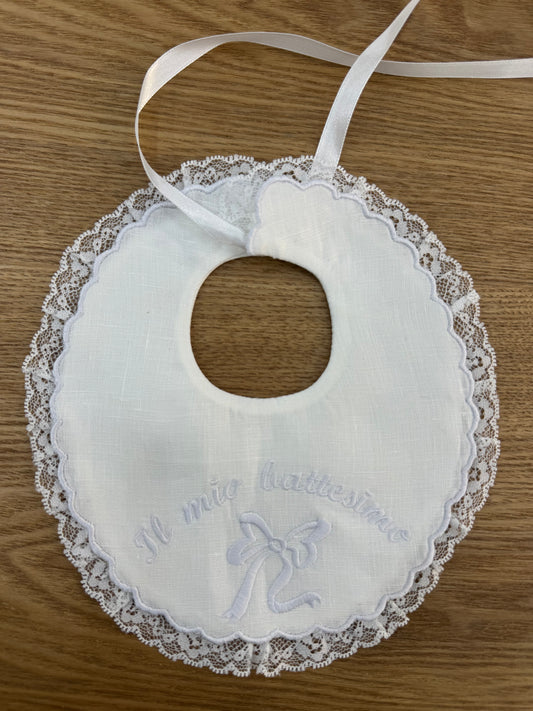 Bavetta battesimale in lino  fiocco