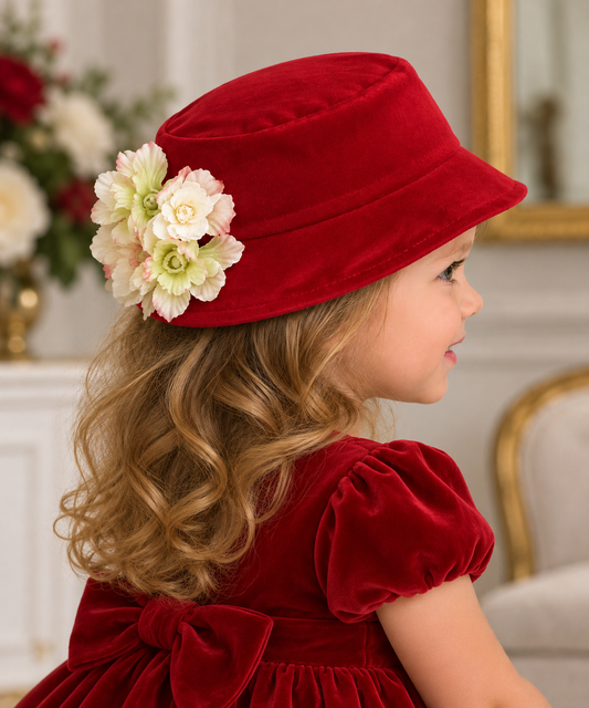 Cappello Rosso Velvet Flowers B171