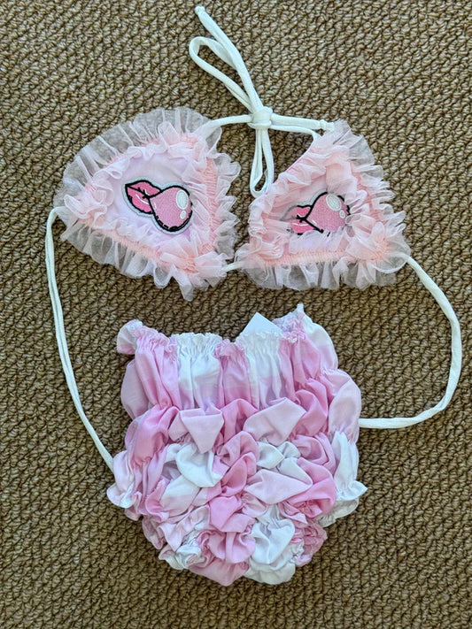 Costume bikini big buble pink
