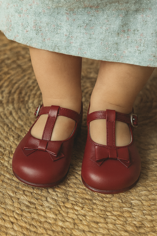 Ballerina burgundy primi passi in pelle