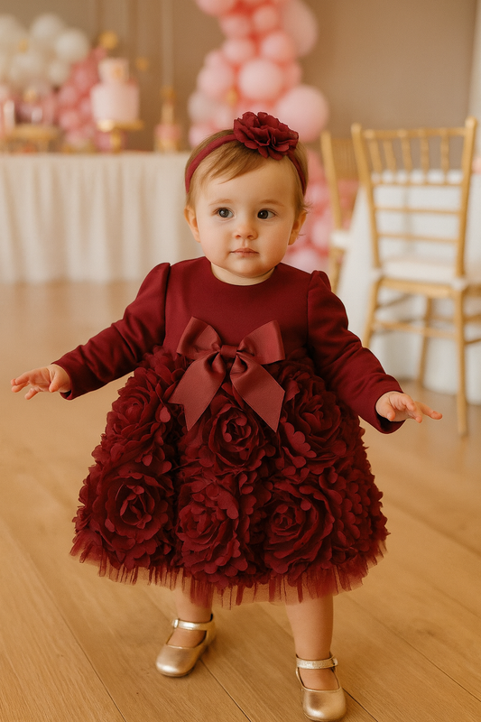 Lively Baby Angel face Dress Burgundy