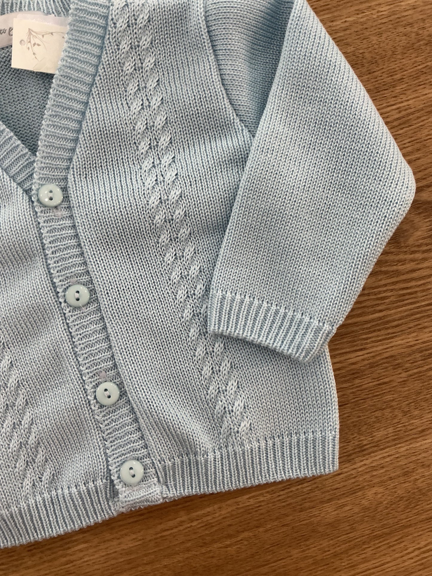 Cardigan filo ponto celeste