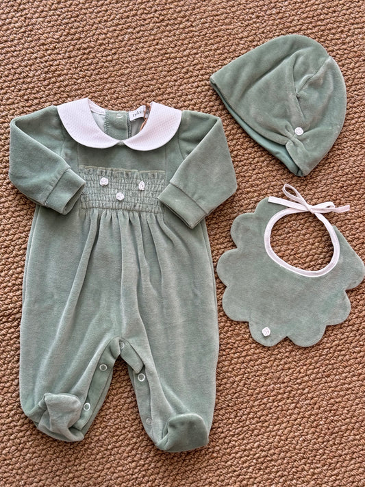 Tutina più set verde velvet