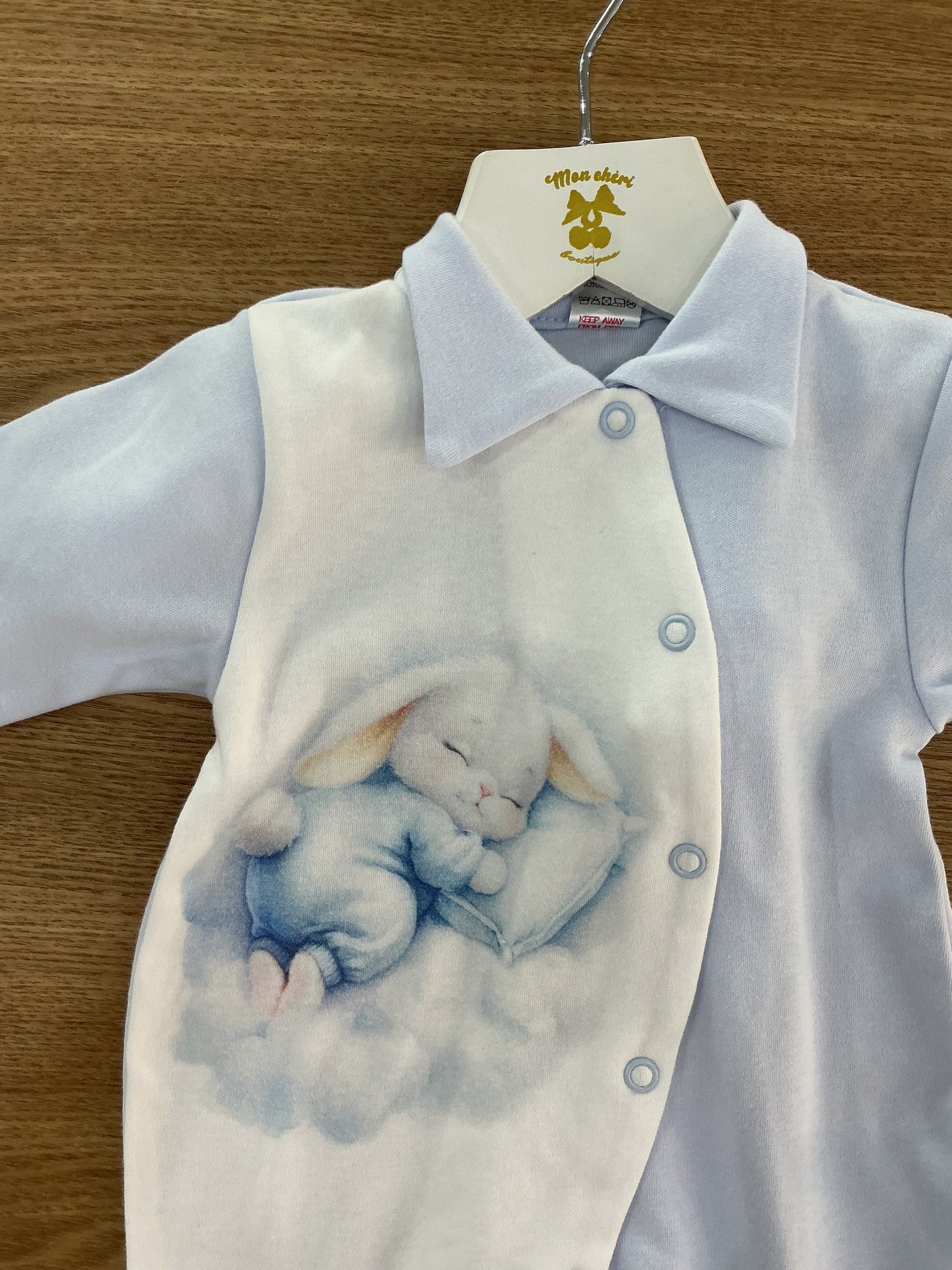 Tutina cotone interlock bunny azzurro