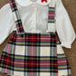 Salopette tartan con camicia