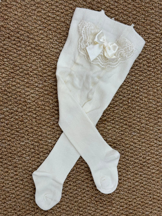 Calzamaglia la perla con pizzo e fiocco