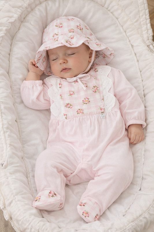 Set cappello più Tutina bocciolo di rosa