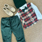 Completo ometto tartan e velluto