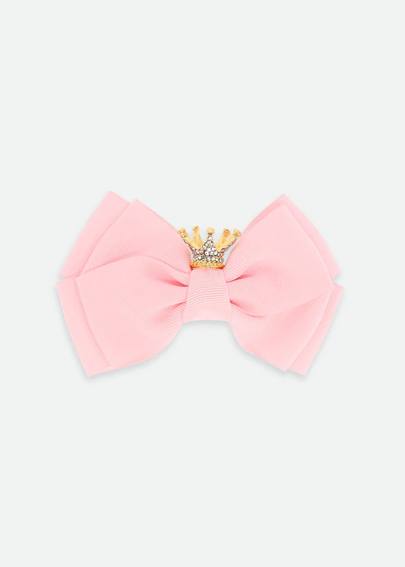 Fermaglio con fiocco e corona Pale Pink