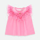 T-Shirt con scollo a balze Bubbles Rose