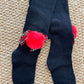 Calzamaglia traforata tartan ponpon