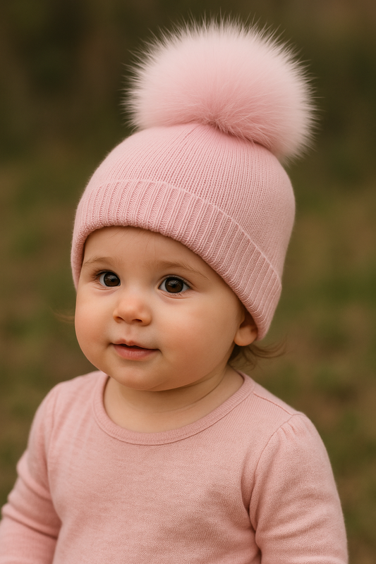 Cappello lana rosa confetto