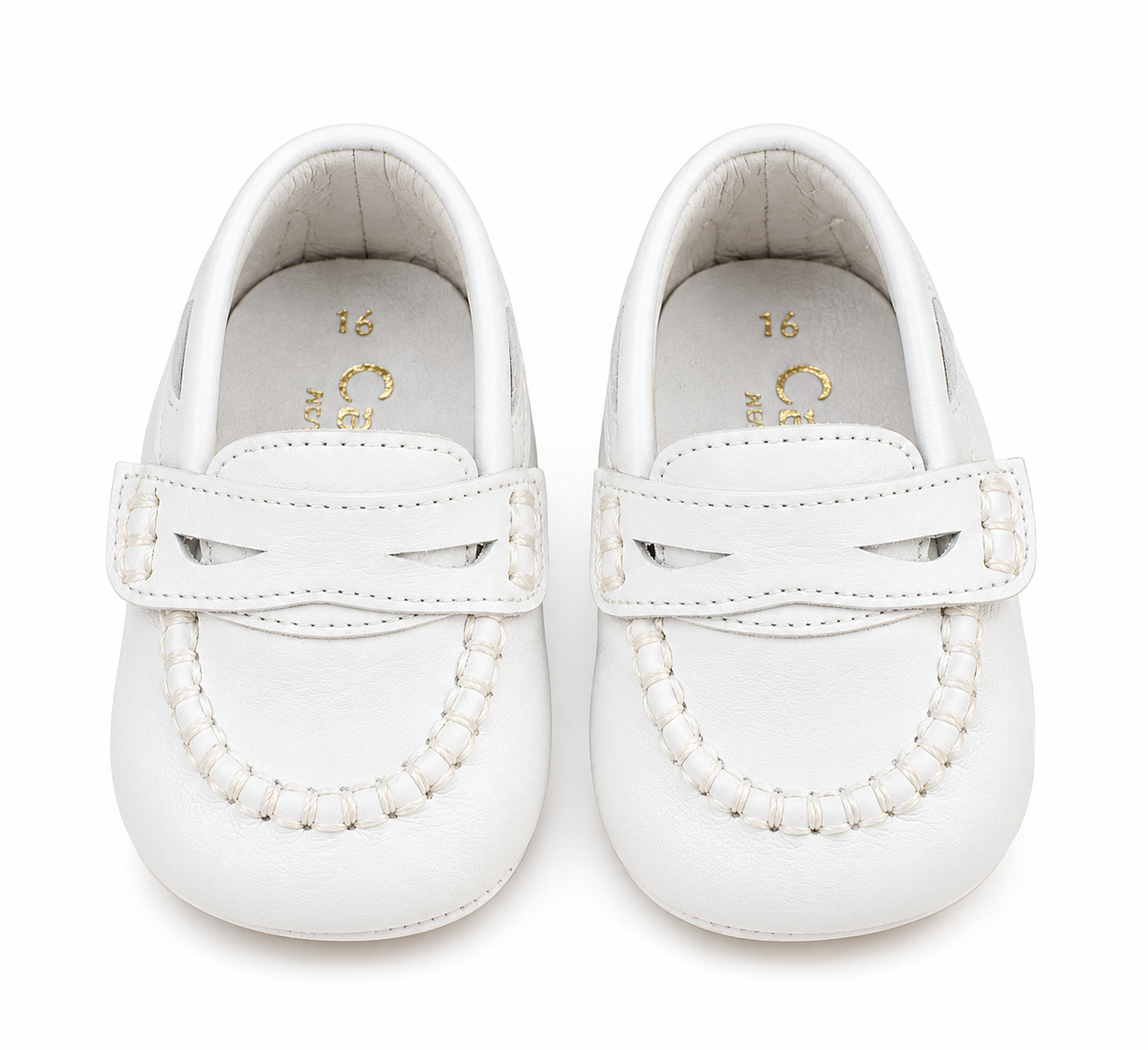 Mocassino culla bianco in pelle 2029/1
