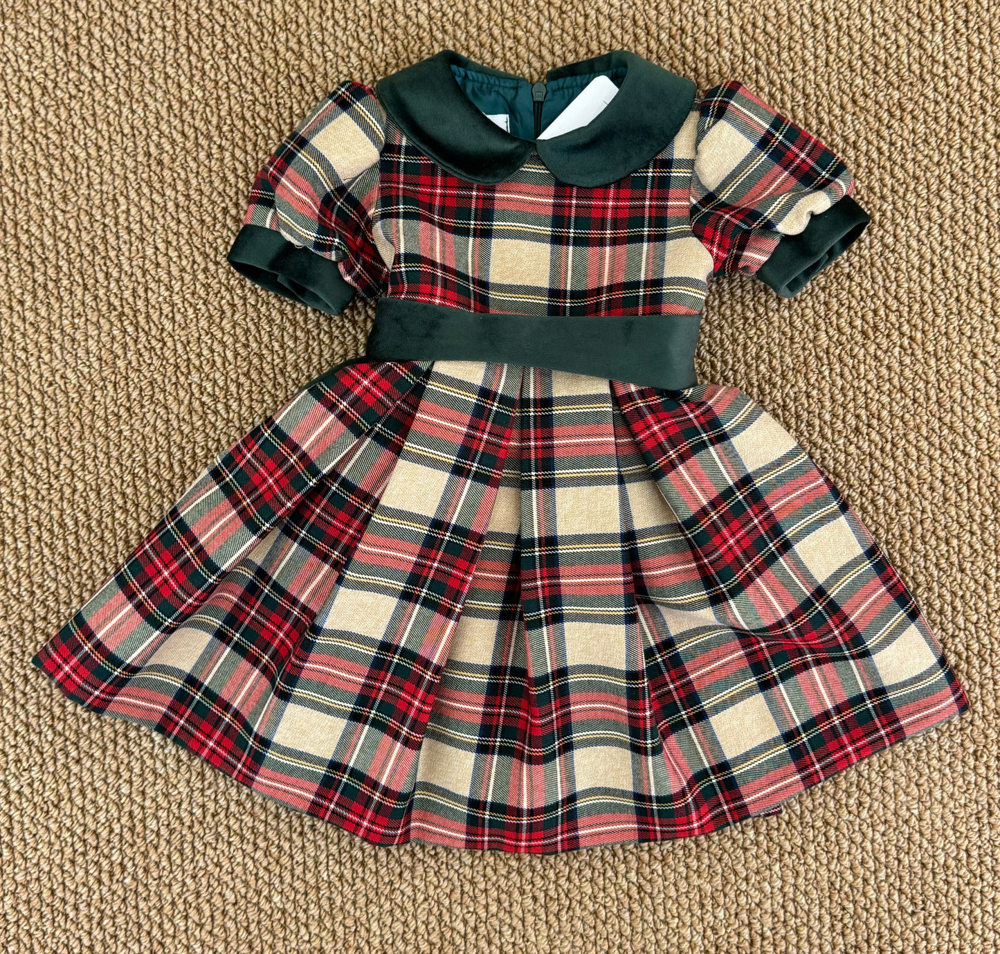 Abito tartan fiocco velluto