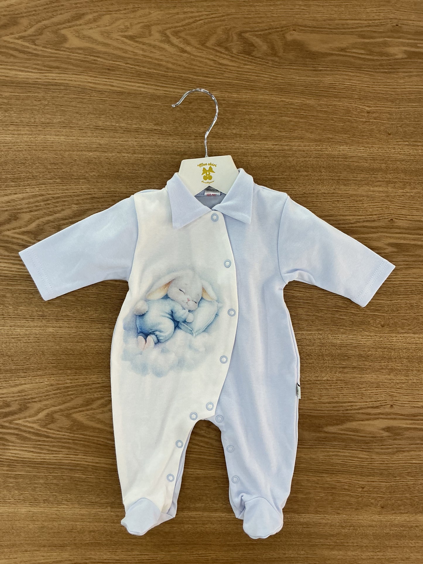 Tutina cotone interlock bunny azzurro
